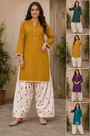 Elegant Yellow Kurta & Farsi Salwar Set for Women