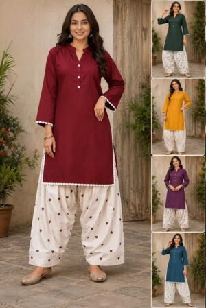 Elegant Maroon Kurta & Farsi Salwar Set for Women
