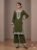Elegant Dark Green Embroidered Long Cord Set with Palazzo for Women