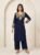 Black Embroidered Long Cord Set for Women