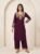 Maroon Embroidered Long Cord Set for Women
