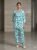 Sea Green Floral Print Cotton Cord Set with Pocket for Women