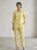 Yellow Floral Print Cotton Cord Set with Pocket for Women